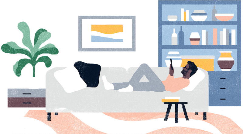 Illustration of man relaxing at home